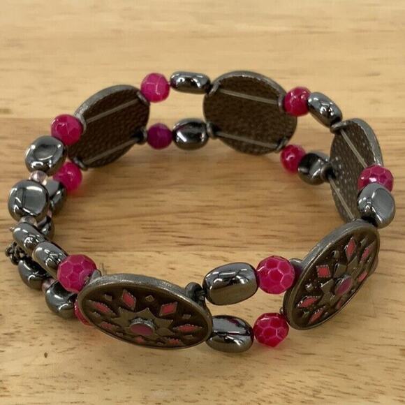 Beaded Red Pearl Stretchy Bracelet Fashion Jewelry - Picture 1 of 6